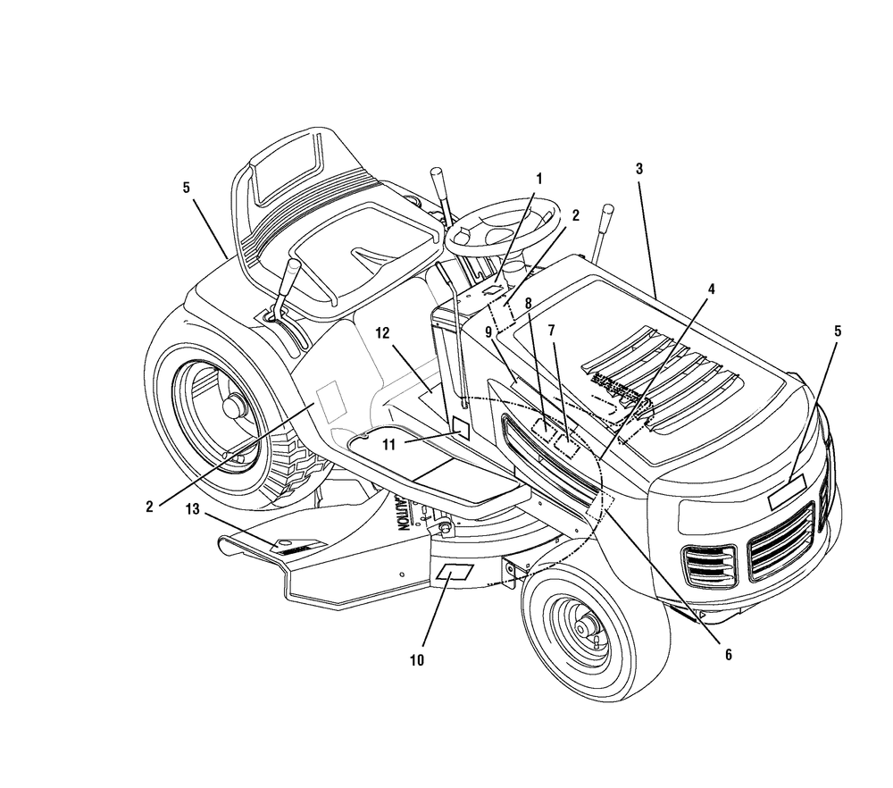 Decals Diagram and Parts List for 385003X108 2007 Briggs and Stratton Lawn Tractor